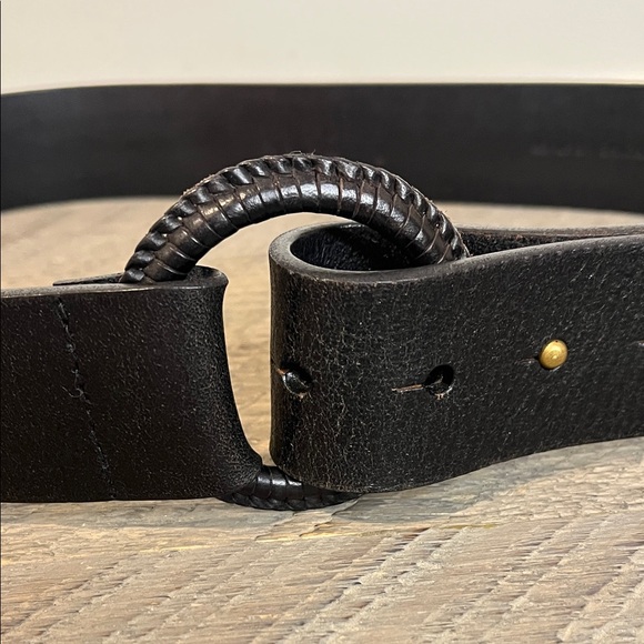 Vintage Ralph Lauren RLL Black Leathet Belt - Y2K - Braided Buckel - Size Large - Picture 7 of 7